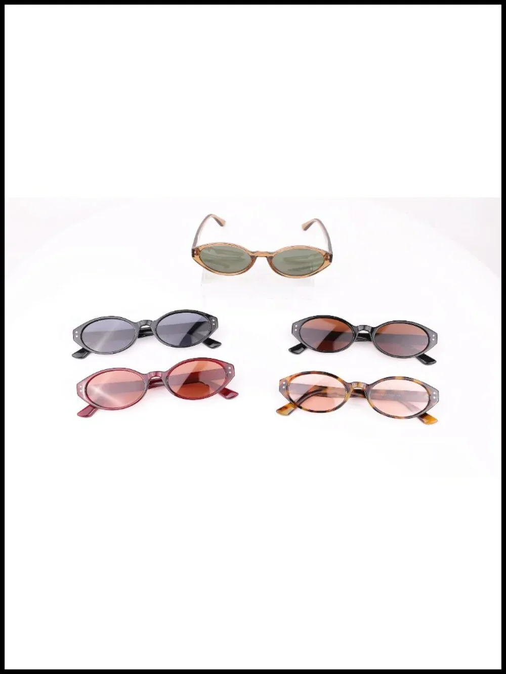 Retro Oval Cat Eye Sunglasses, Polarized UV400, Skinny Narrow Small Y2K 90s